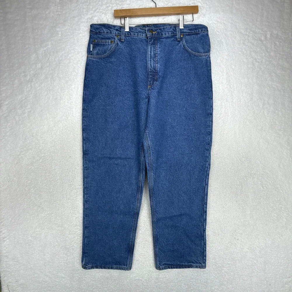 Carhartt Mens SF8517 Flannel Lined Relaxed Fit Denim Jeans 40x32 Blue USA‎ NWT